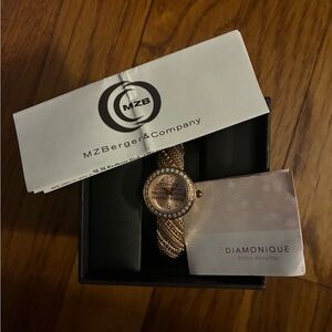 Diamonique Gold-Tone Stainless Steel Watch with Cubic Zirconia Accents.